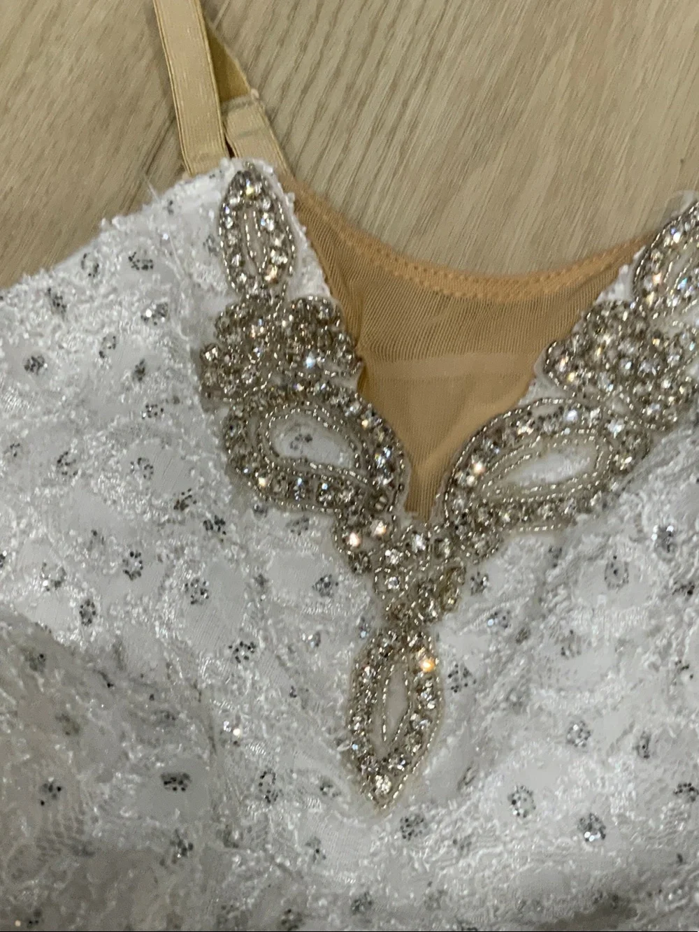 White Sequin Lace ballet costume Dress for little Girls with Champagne Accents